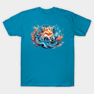 Kitsune fox, Japanese wave T-Shirt